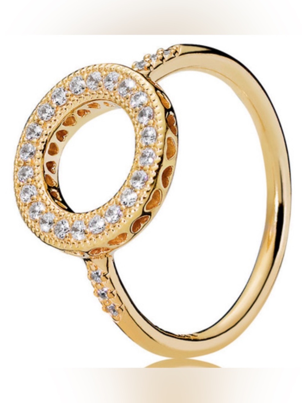 Pandora Gold Open Circle Ring with Clear Stones